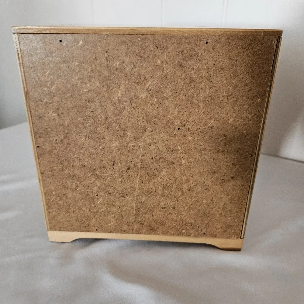 Vintage Mini Dresser Chest Drawers Jewelry Box Maple Brass Doll Furniture